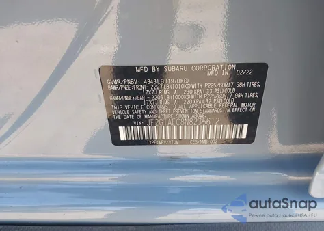 2022 Subaru Crosstrek Premium z USA, uszkodzony, nr VIN JF2GTAEC8N8235612